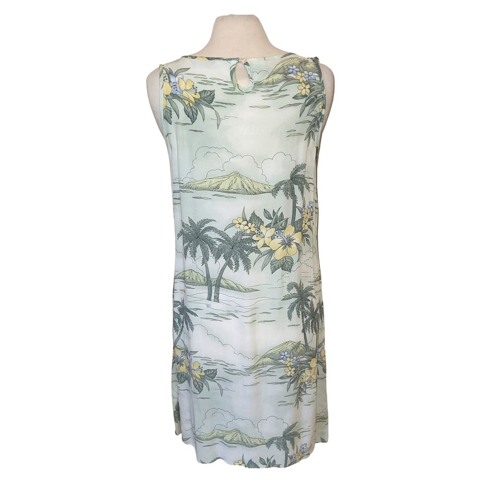 Tommy Bahama Tropical Palm Tree Hibiscus Rayon Shift Dress White Green L - Picture 4 of 8
